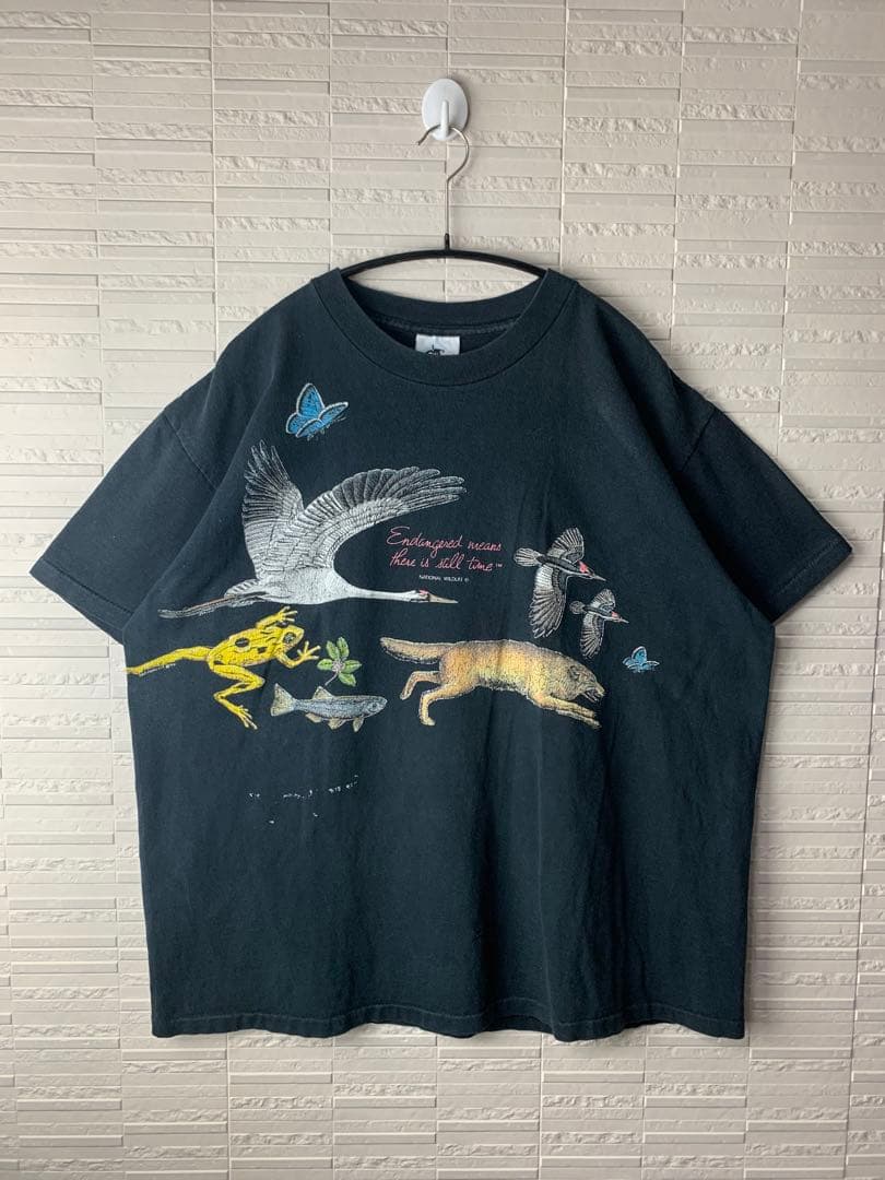 90s USA製ヴィンテージ　シングルステッチ　アニマルプリント両面Tシャツ