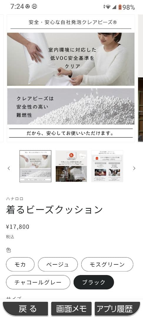 ⭐ブラックパンダの着るビーズクッション 大人用 イオン ハナロロ