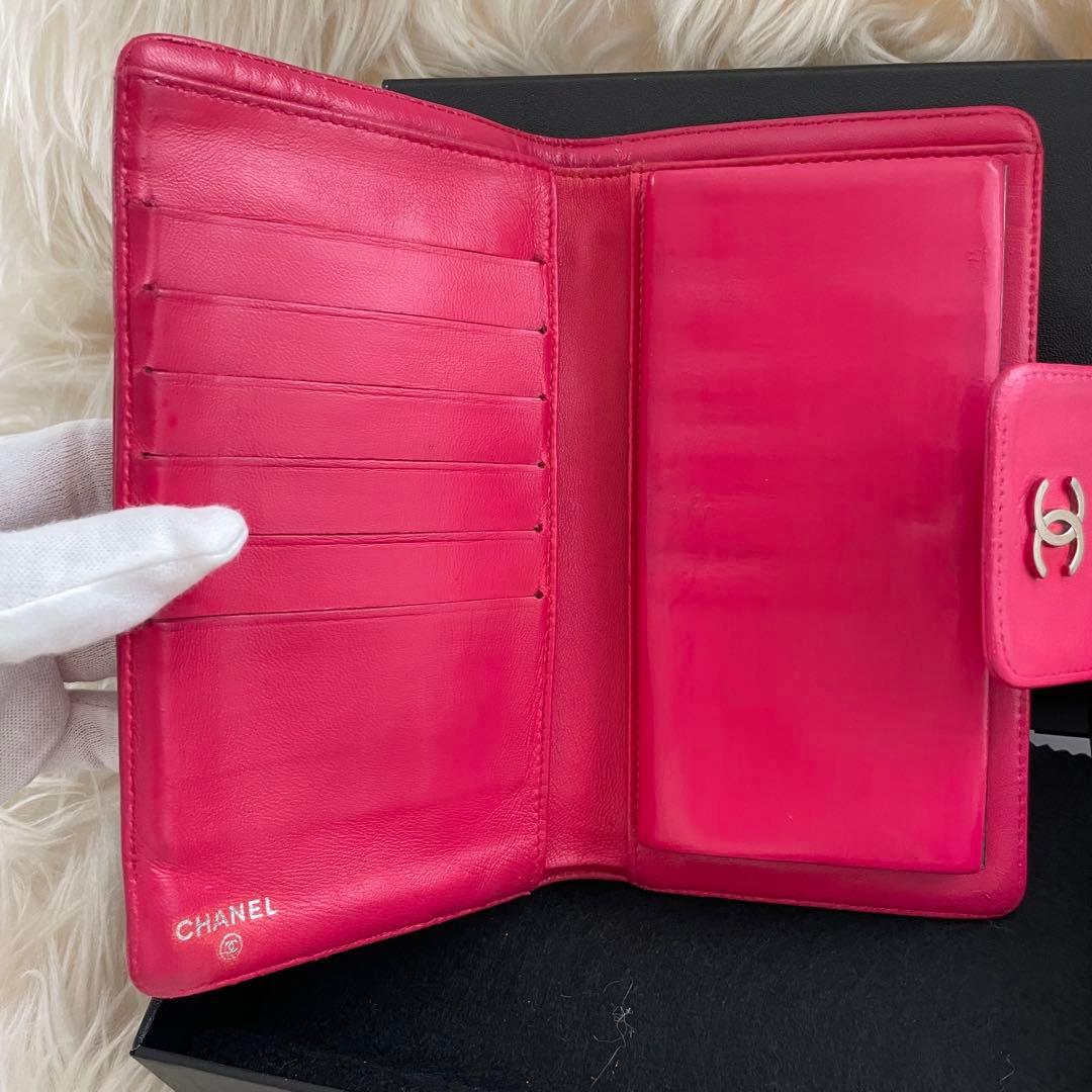 CHANEL シャネル アイコンライン 二つ折り財布 ピンク がま口 ココマーク