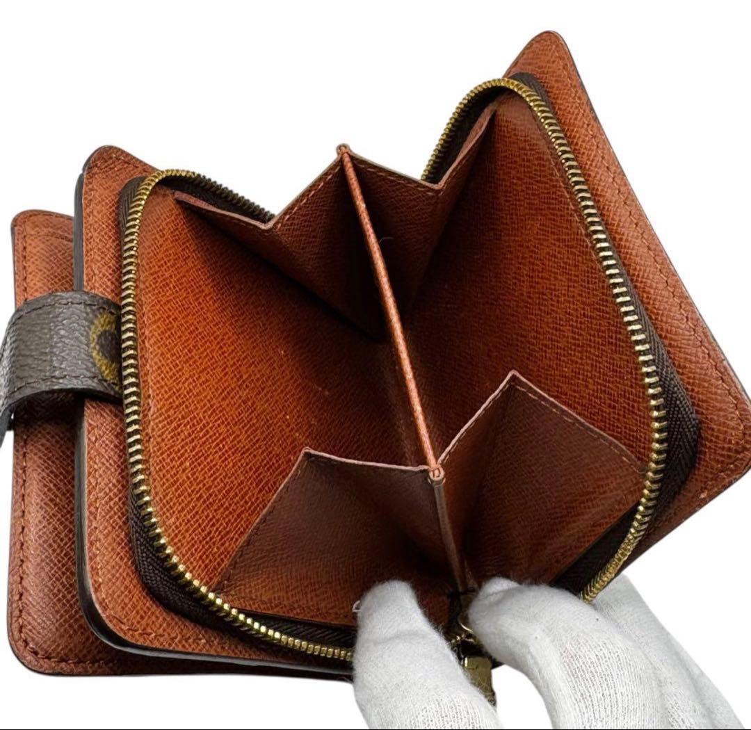 S級極美品★LOUIS VUITTON コンパクト ジップ モノグラム 折り財布