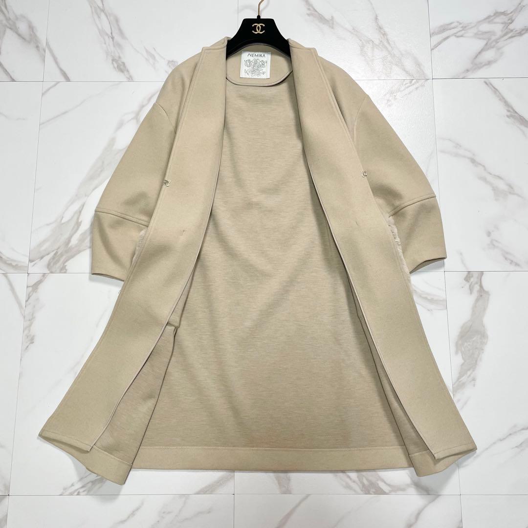 未使用級✨24AW NEMIKA ノーカラーコート ファーポケット 近年モデル