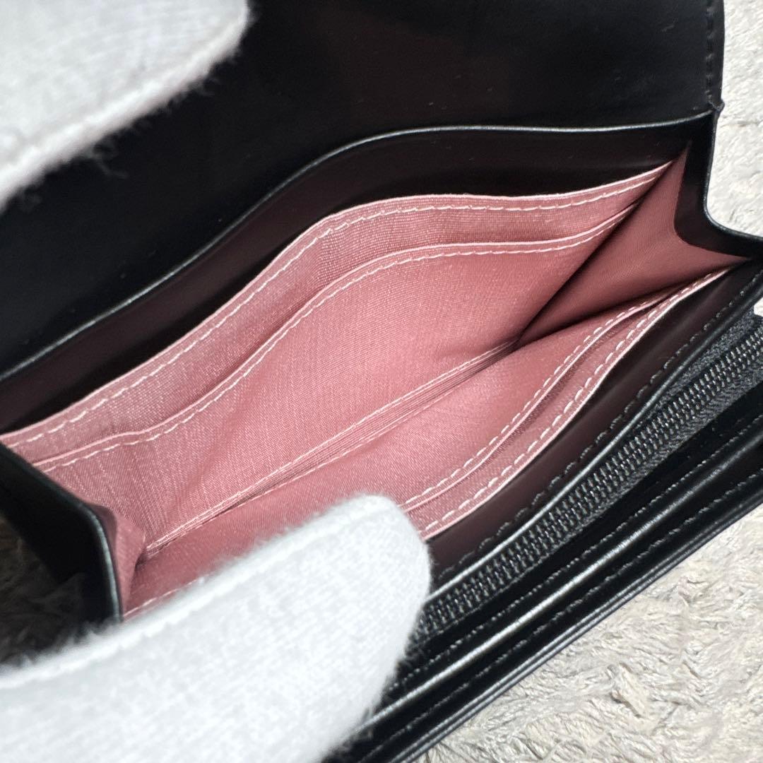 【美品】CLATHAS クレイサス 二つ折り財布 レザー ブラック
