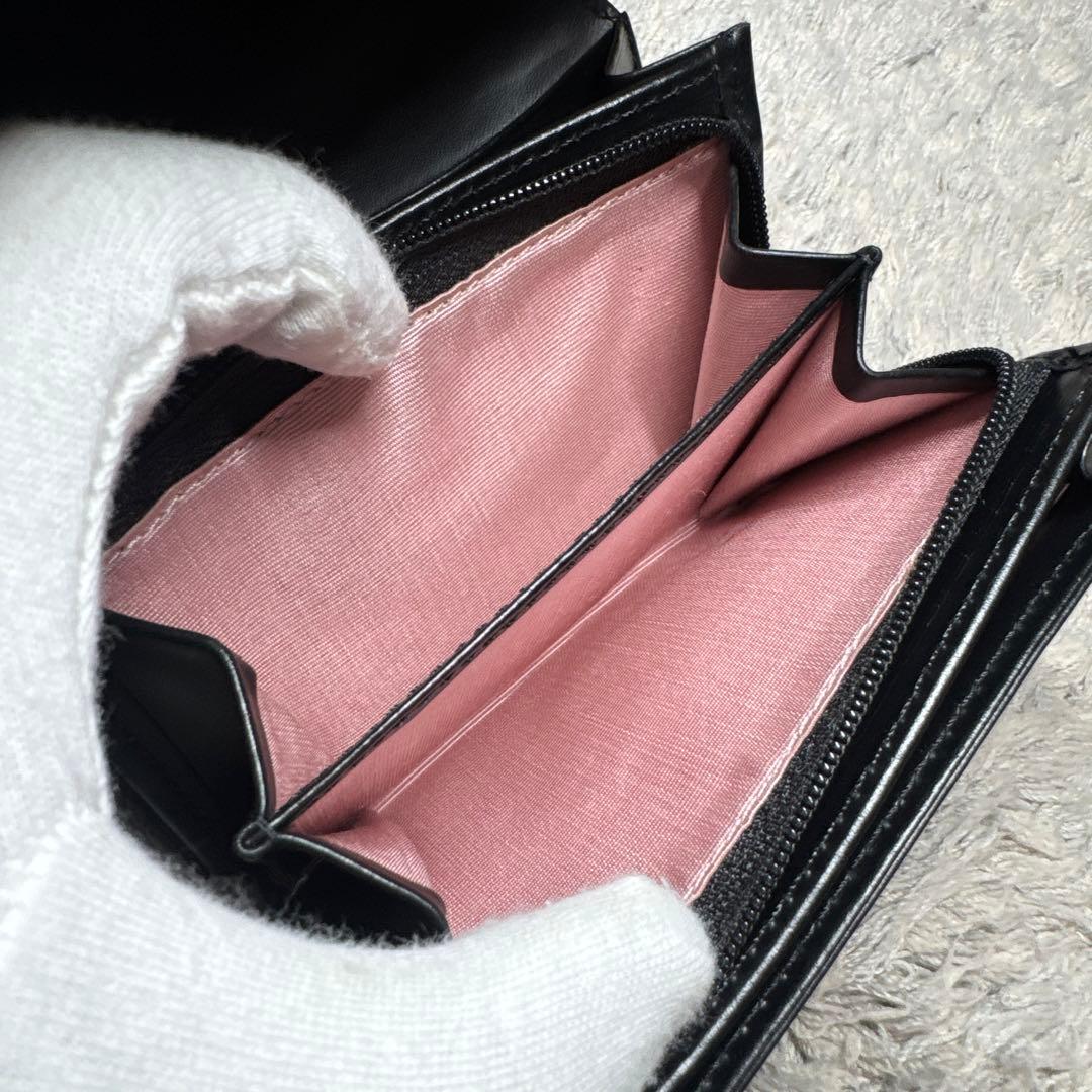 【美品】CLATHAS クレイサス 二つ折り財布 レザー ブラック