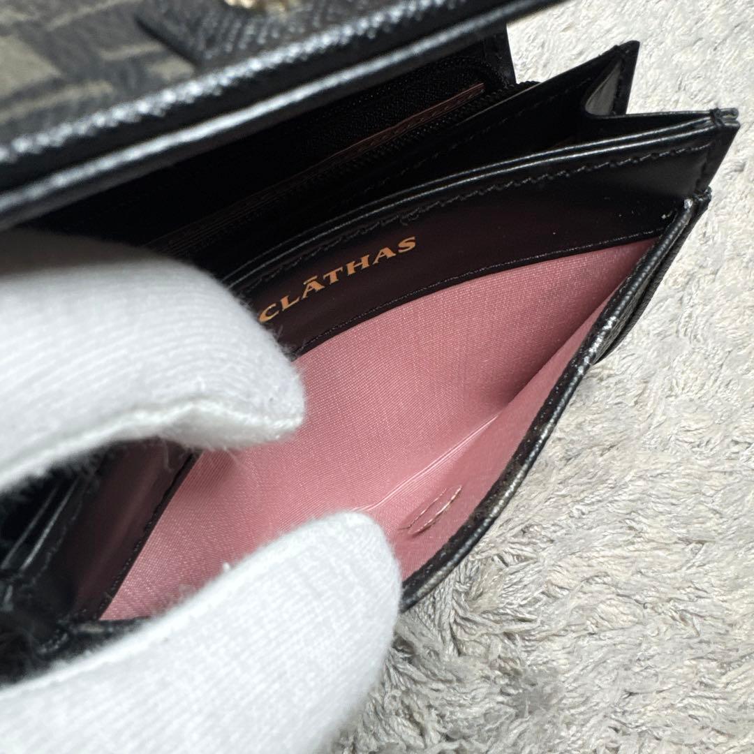 【美品】CLATHAS クレイサス 二つ折り財布 レザー ブラック