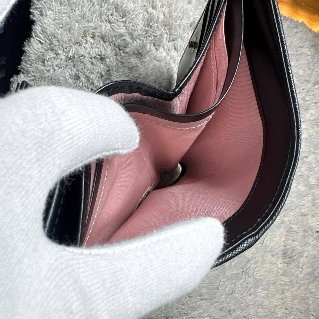 【美品】CLATHAS クレイサス 二つ折り財布 レザー ブラック