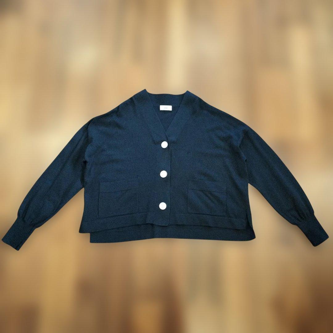 IENA イエナ ドライコットンVネックカーディガン NAVY