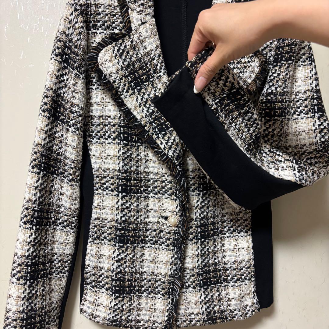 美品❣️ 3万❣️ リナシメント　秋色　ツイードジャケット　M 9〜11号　黒