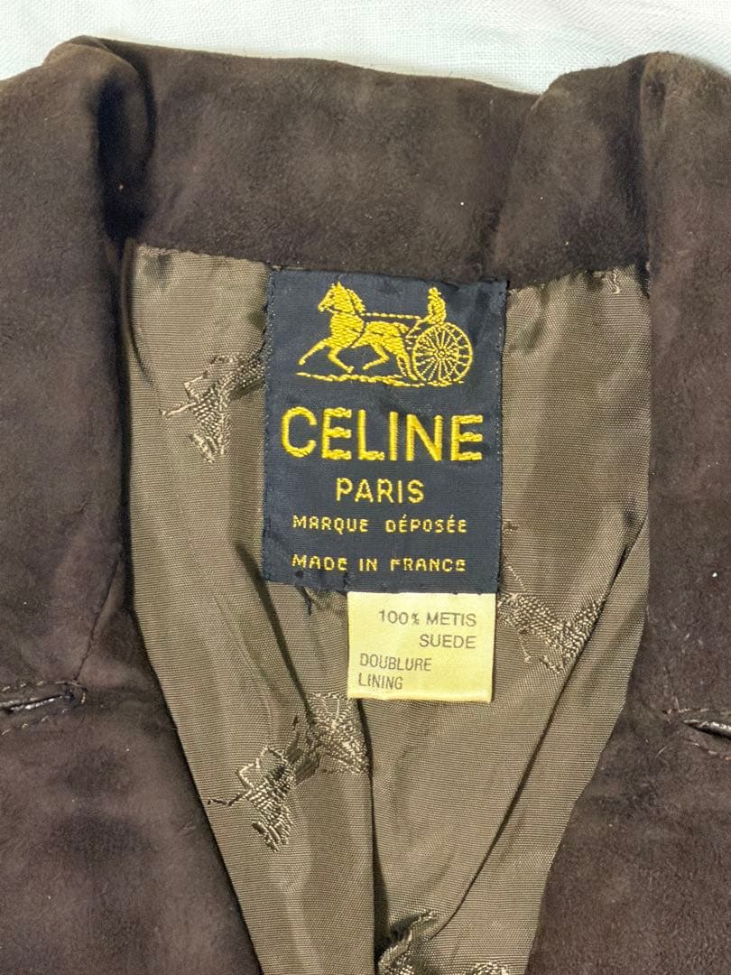 CELINE セリーヌVINTAGE スエード レザーロングコート ブラウン