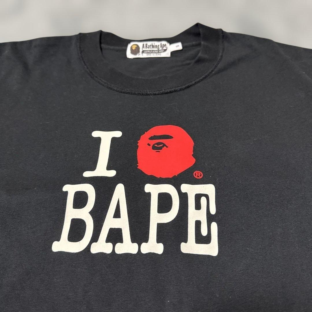 【人気】A BATHING APE I LOVE BAPE 黒 Tシャツ