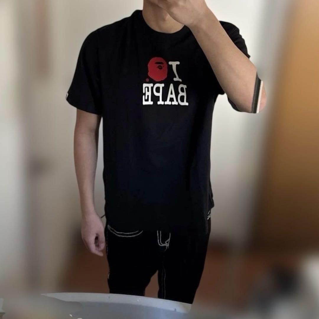 【人気】A BATHING APE I LOVE BAPE 黒 Tシャツ