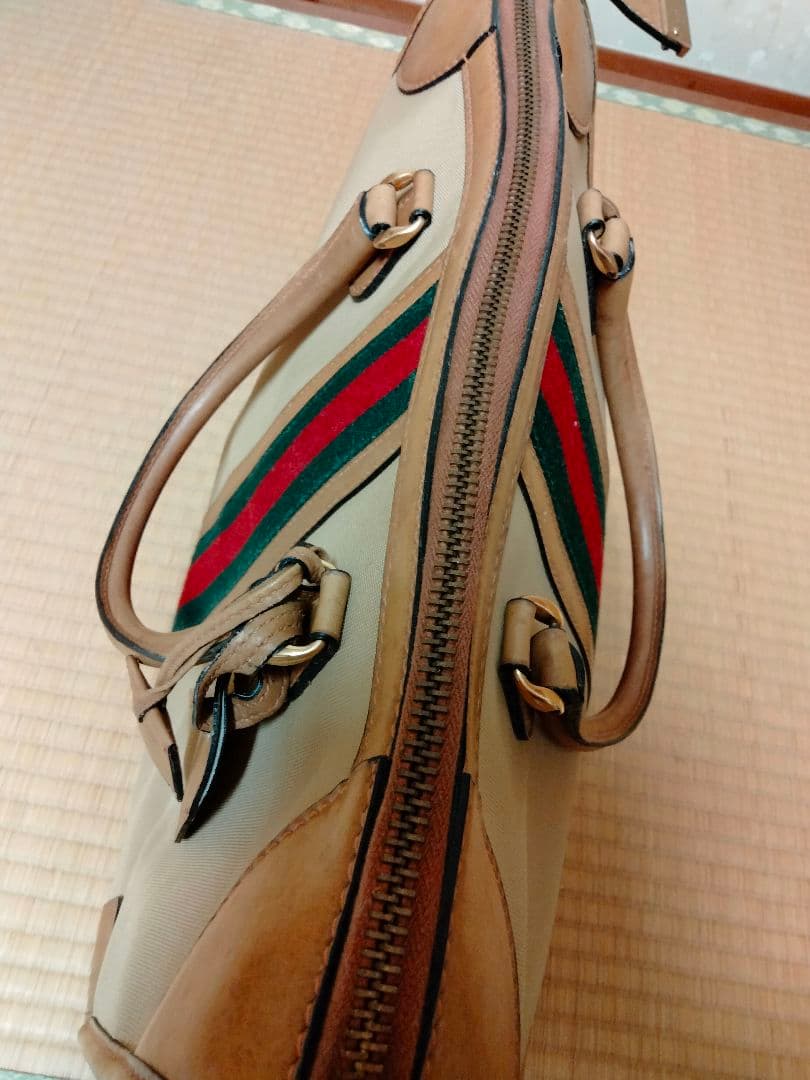 オールド　GUCCI　グッチ　ボストン　バッグ　ハンドバッグ　シェリーライン