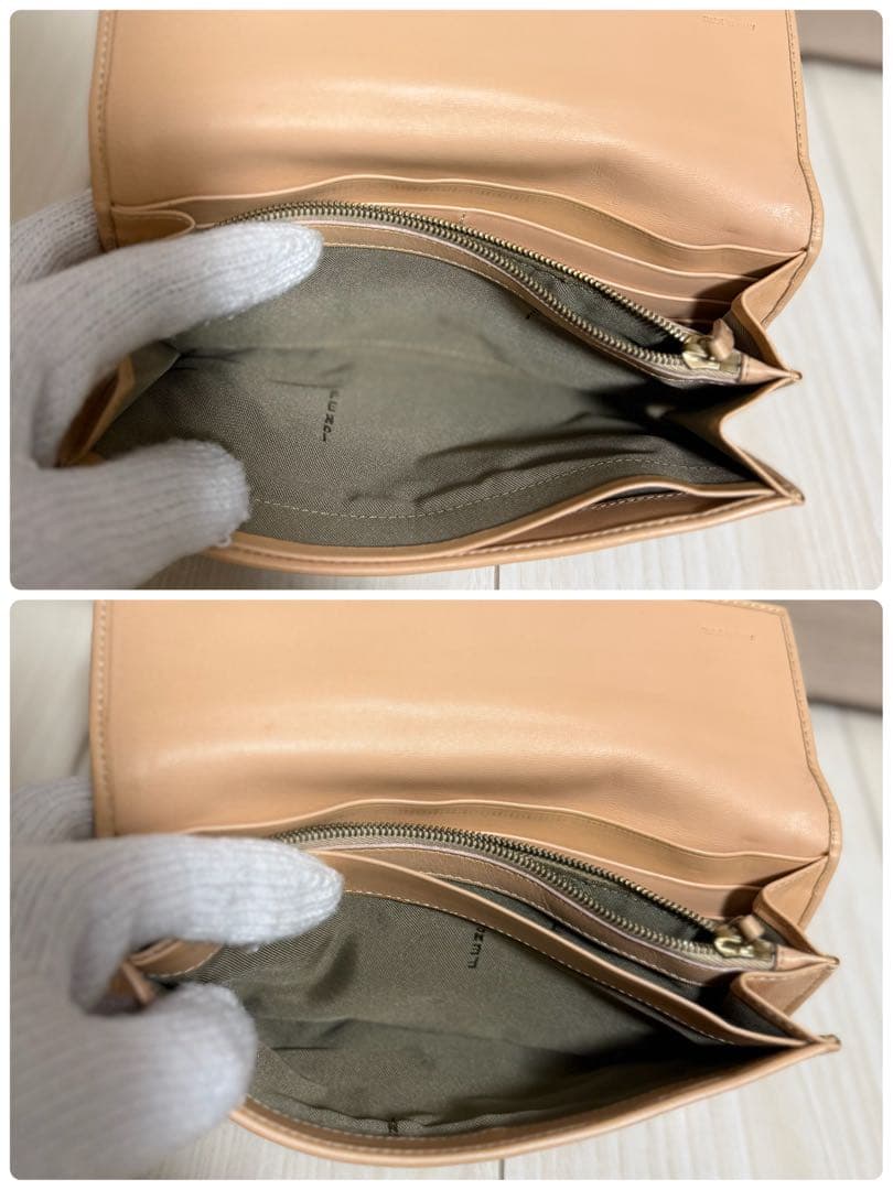 【美品】FENDI フェンディ 長財布 二つ折り ズッカ柄 FFゴールド金具