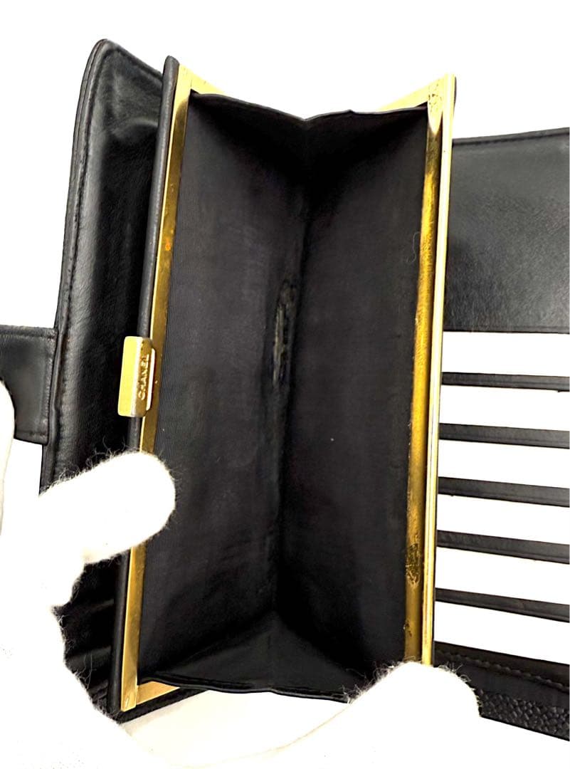 CHANEL シャネル 長財布 がま口 キャビア