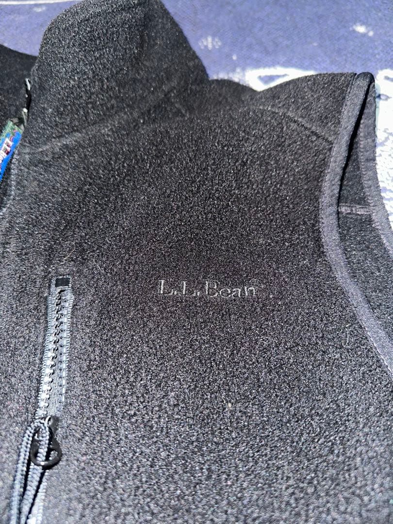 90s l.l.bean フリースベスト　ブラック　同色刺繍ロゴ　ノームコア