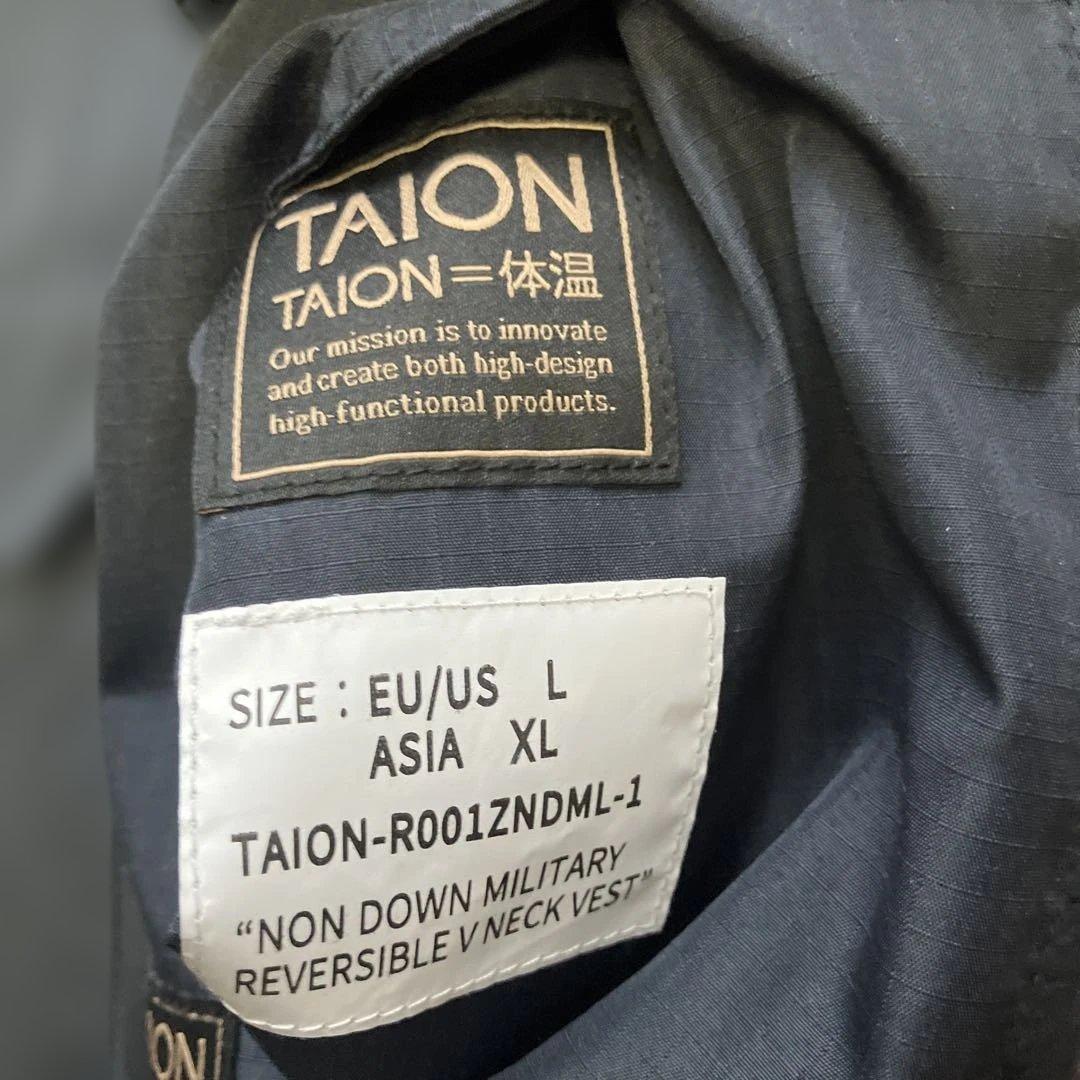 TAION ノンダウンベスト　リバーシブル　ネイビー　ブラウン　ミリタリー