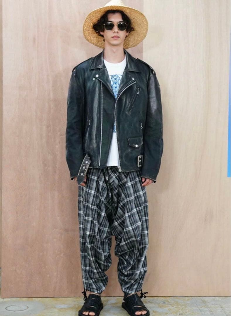 2022春夏ジュンヤワタナベマンコレクションピースチェックタイパンツ美品激安