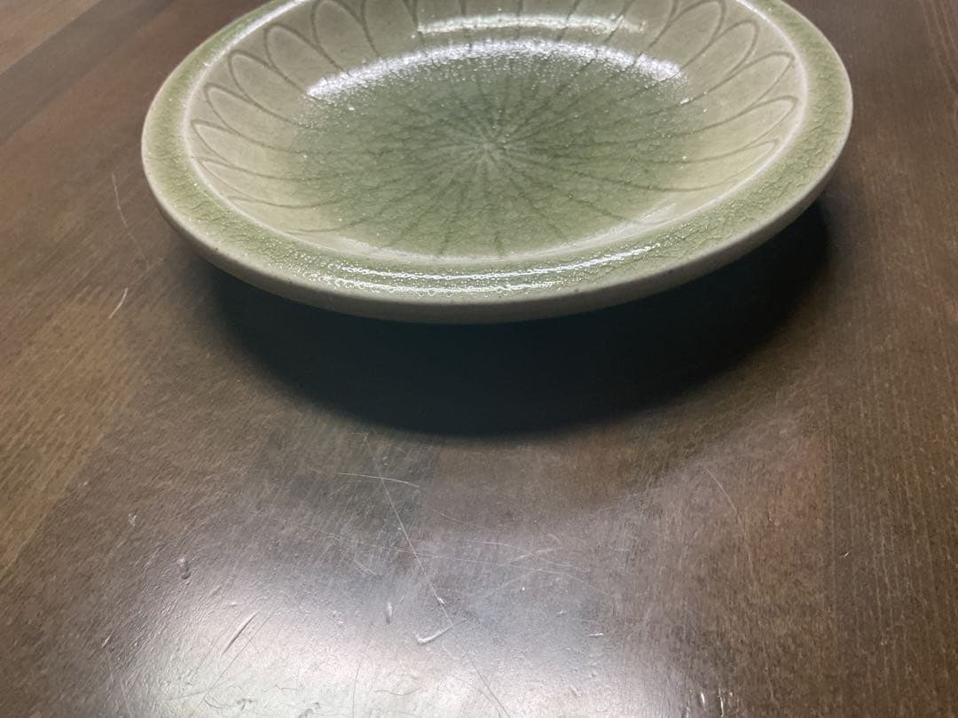 瀬戸本業窯 黄瀬戸菊文皿 水野半次郎 石皿8寸