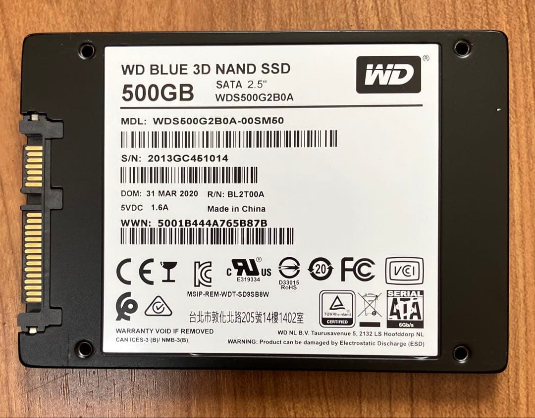 内蔵型SSD WD BLUE 500GB 3DNAND SATA SSD