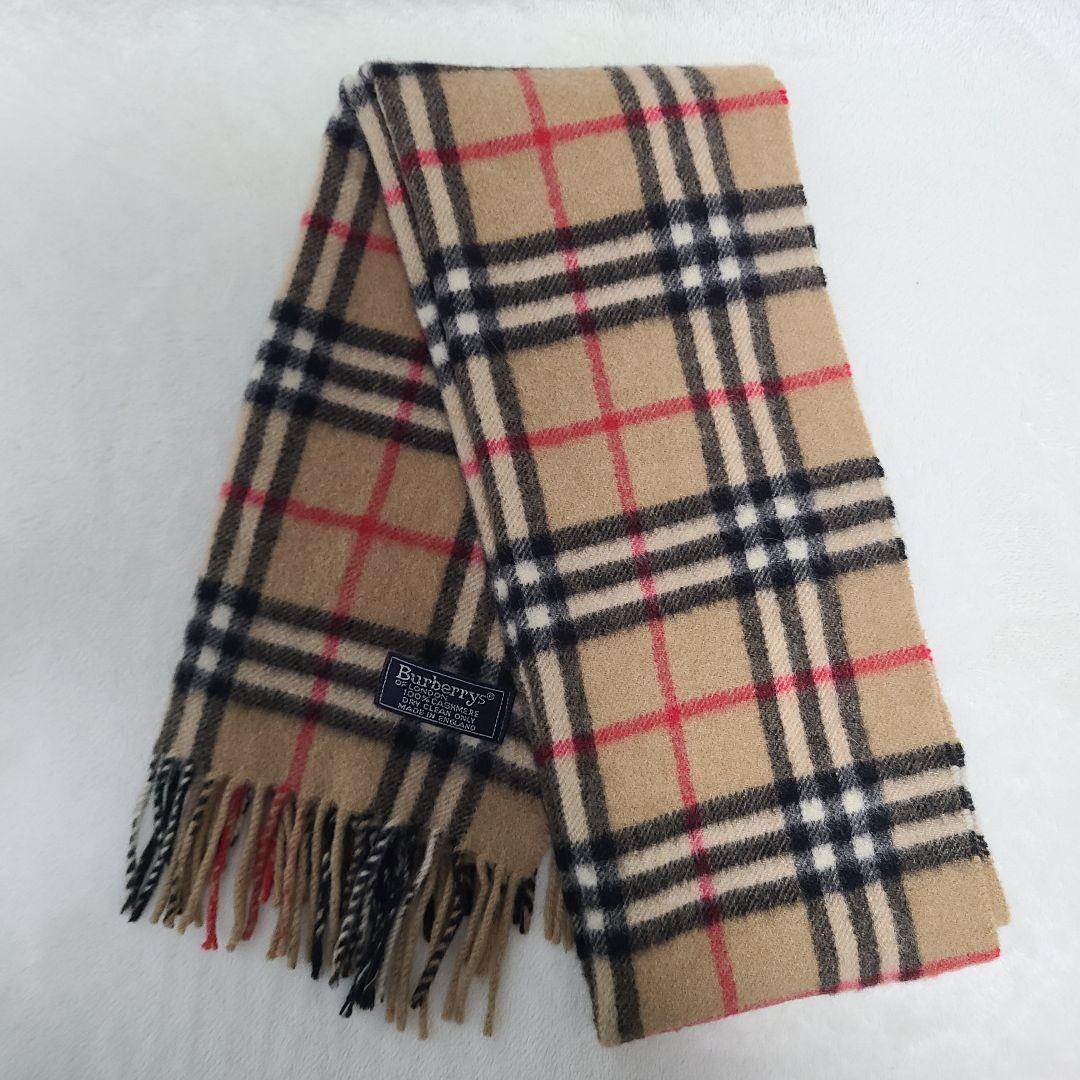 【Burberrys of London】100% カシミヤ マフラー キャメル