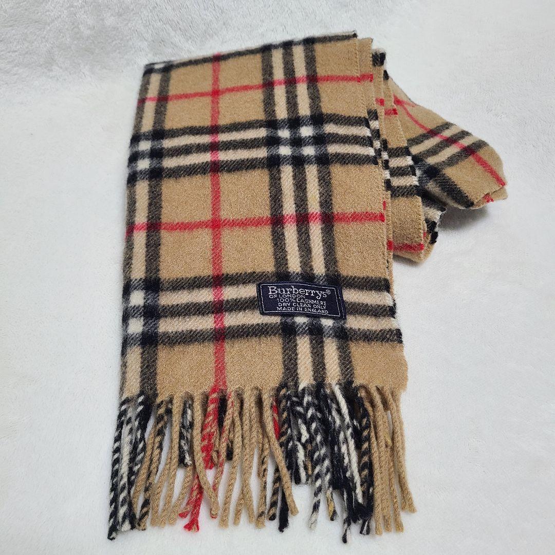 【Burberrys of London】100% カシミヤ マフラー キャメル