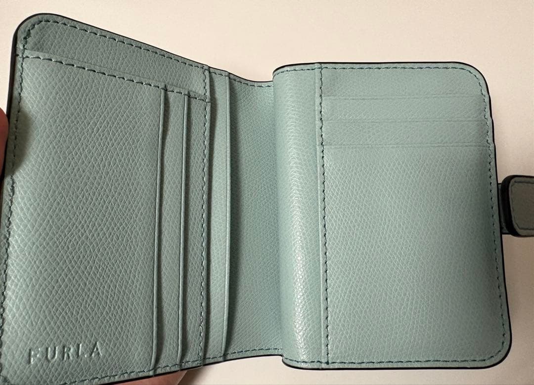 FURLA フルラ 水色 二つ折り財布 コンパクト財布Camelia BLUE