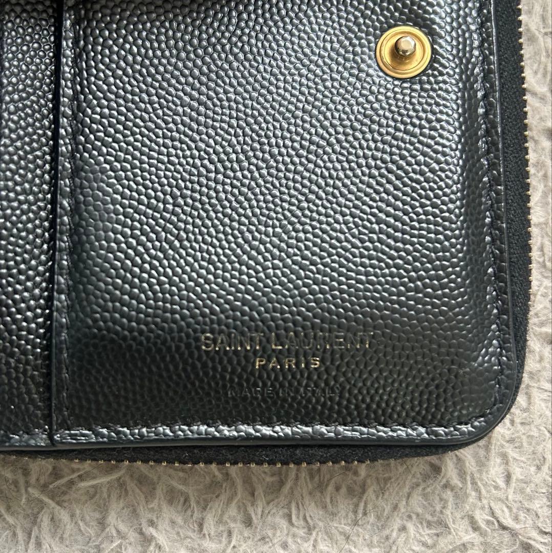 YSL ブラック 二つ折り財布 キルティング