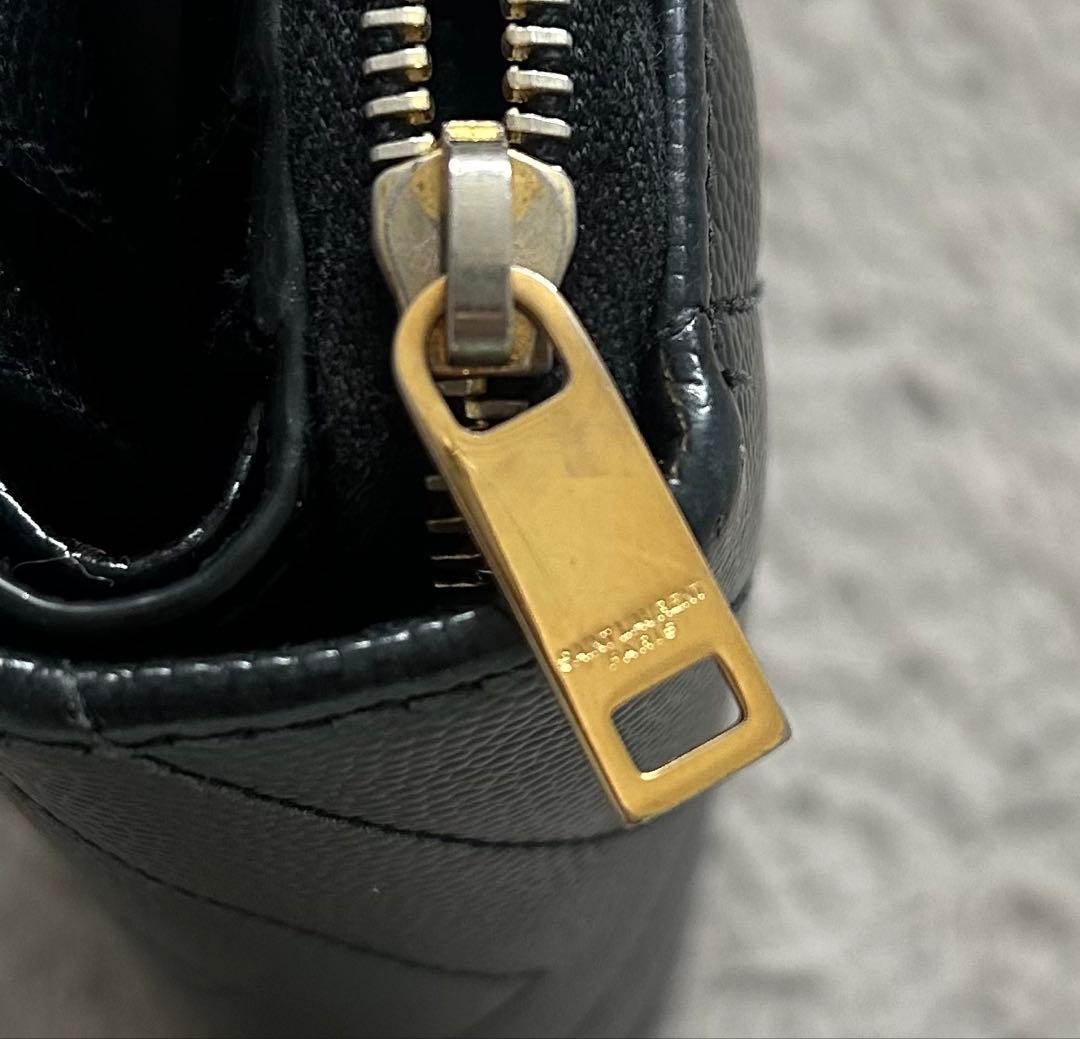 YSL ブラック 二つ折り財布 キルティング
