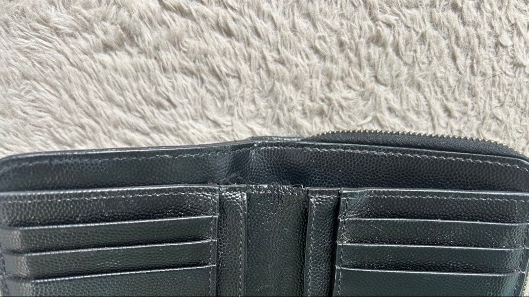 YSL ブラック 二つ折り財布 キルティング