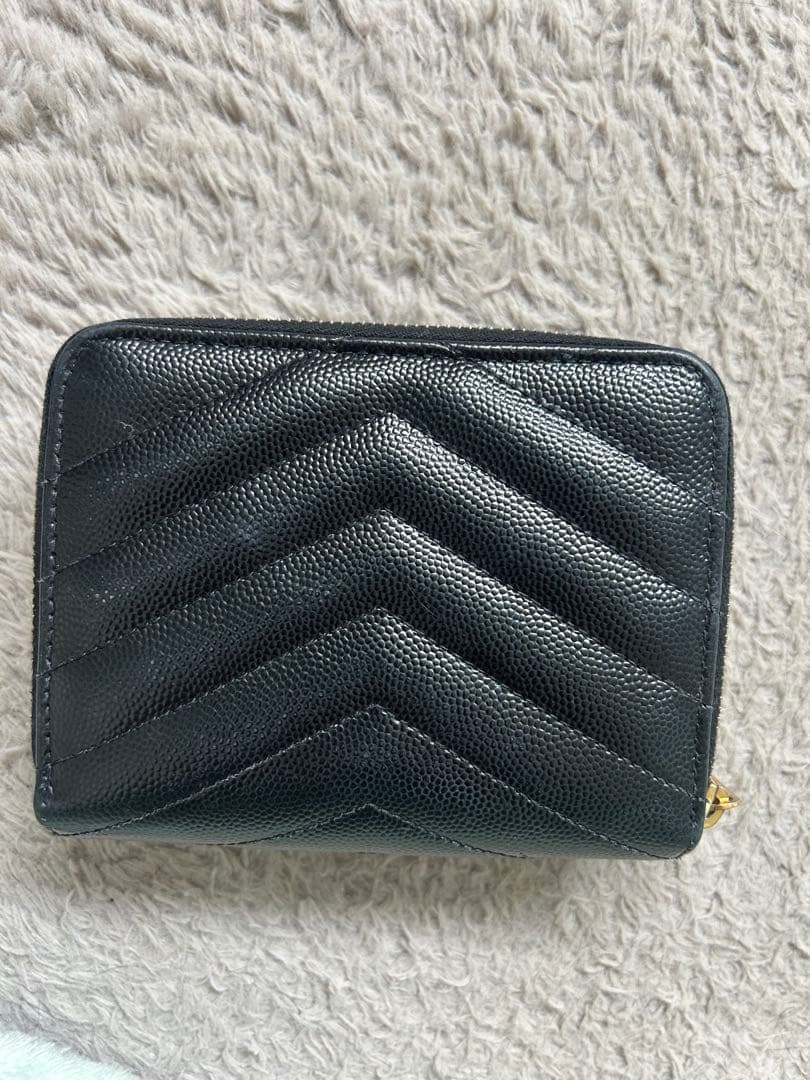 YSL ブラック 二つ折り財布 キルティング