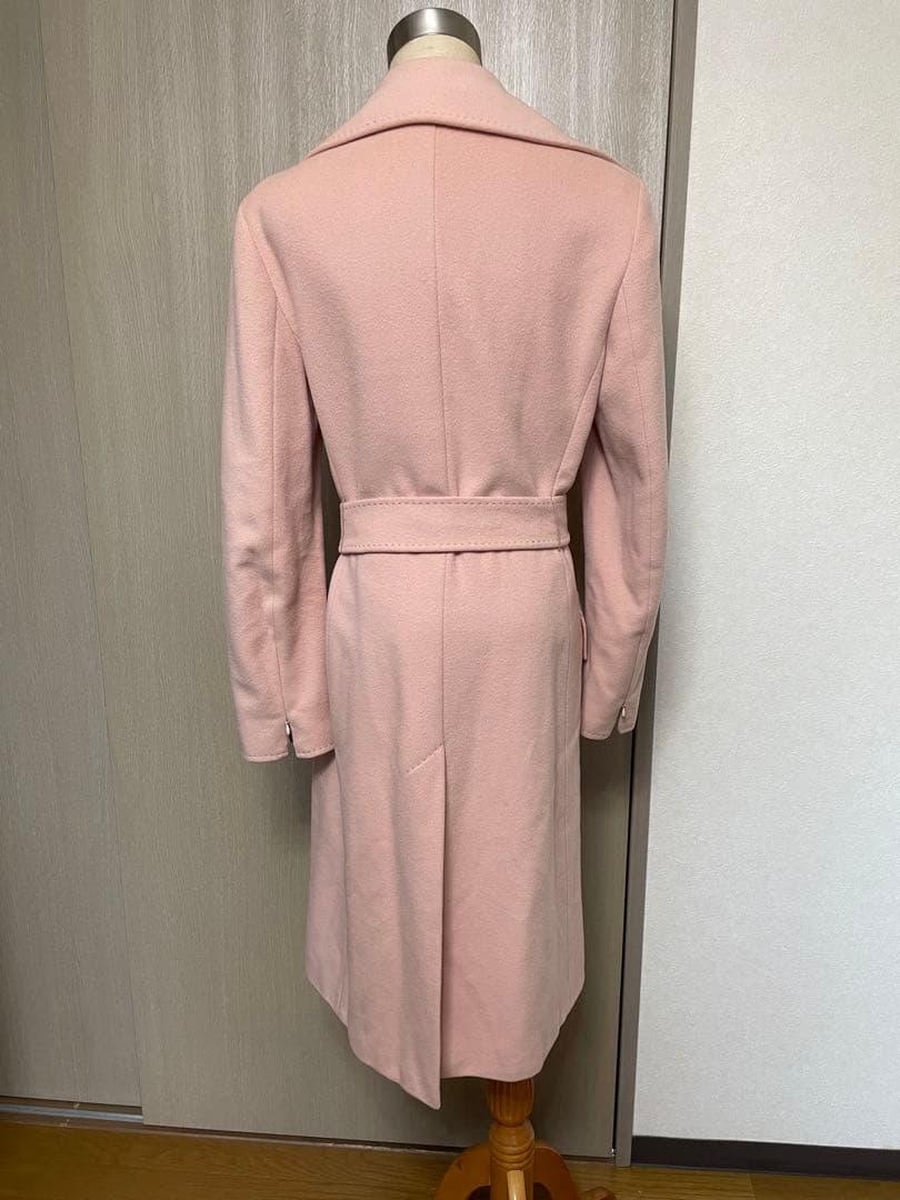 スポーツマックス　イタリヤ製　カシミヤ　ベルト付きピンクロングコート　42　L