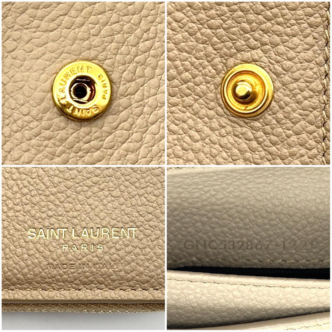 【極美品】サンローラン　カサンドラ　折財布　ベージュ