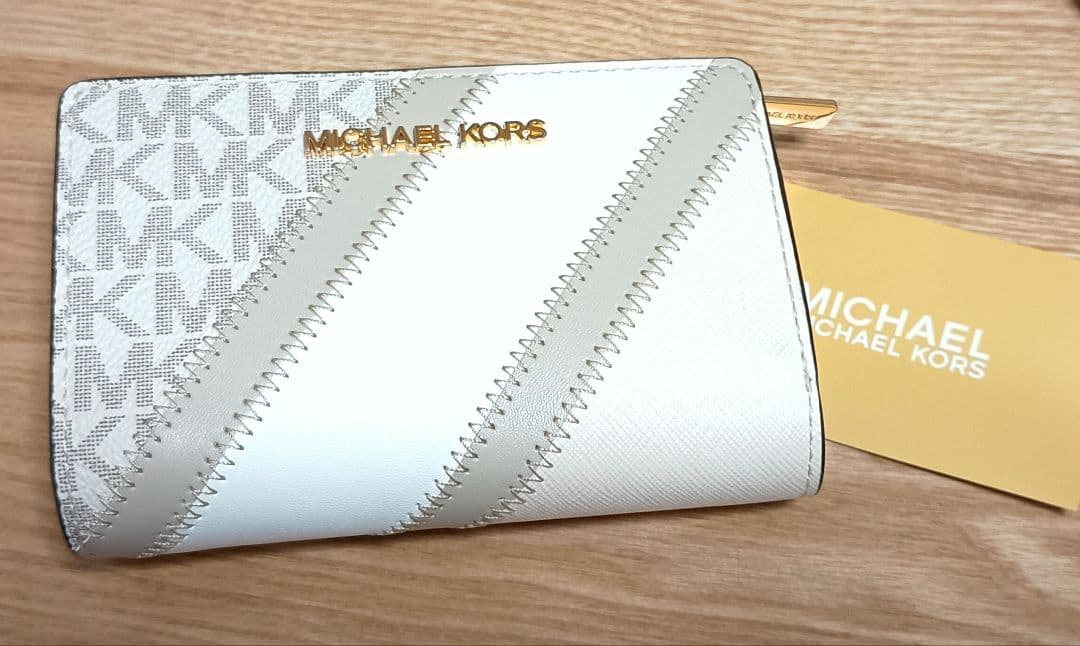 MICHAEL KORS 二つ折り財布 ベージュ/ホワイト