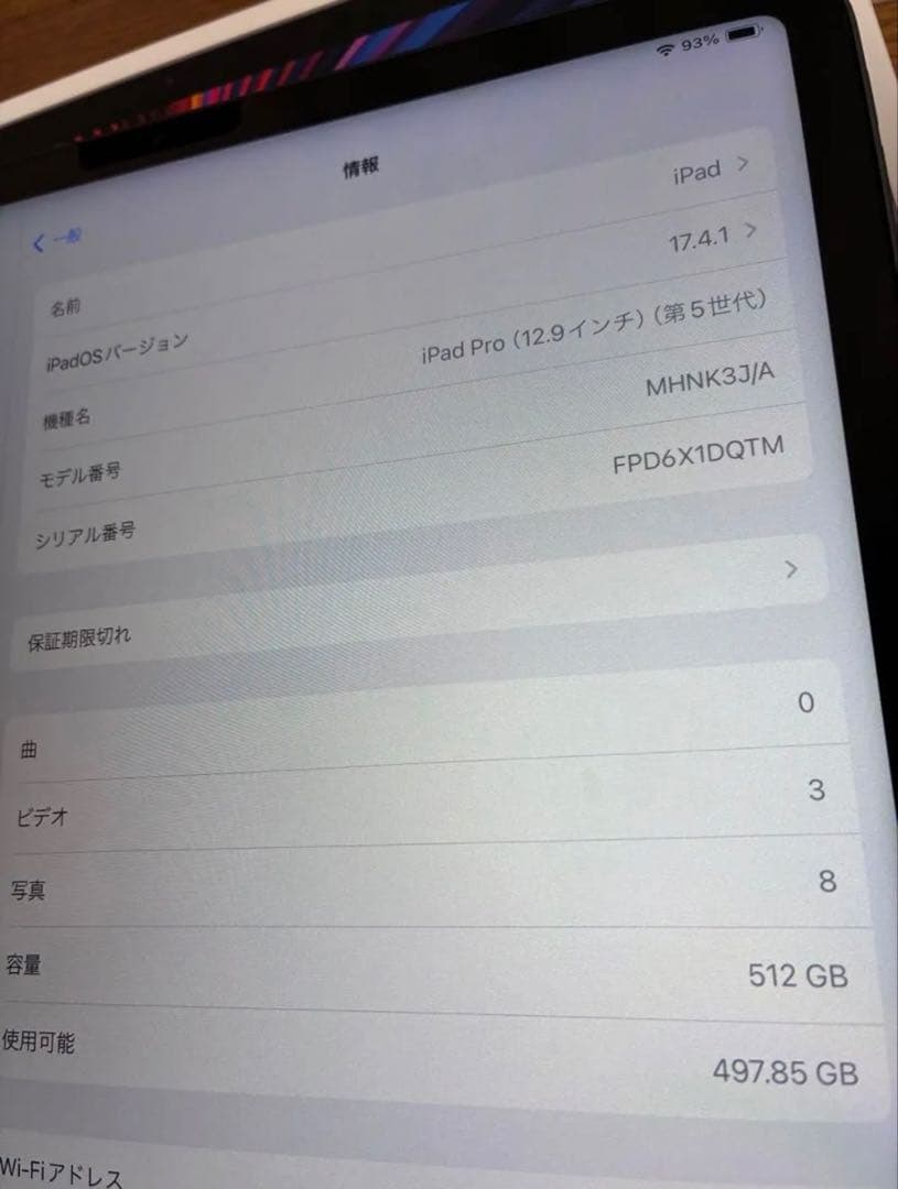 iPad Pro 12.9インチ 第5世代 512GB スペースグレー