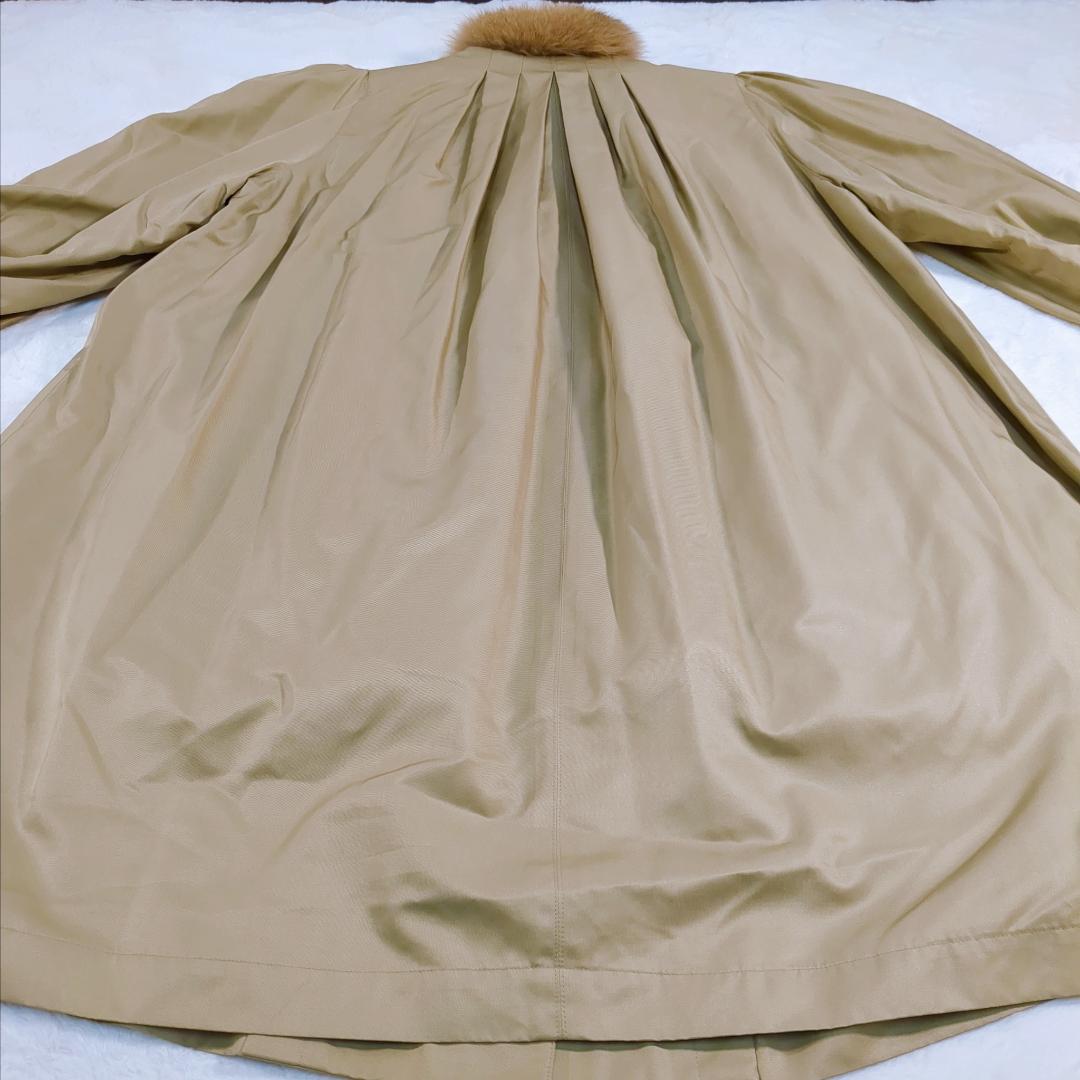 Kanebo Silk ファーカラー ロングコート 絹100% 日本製 Fサイズ