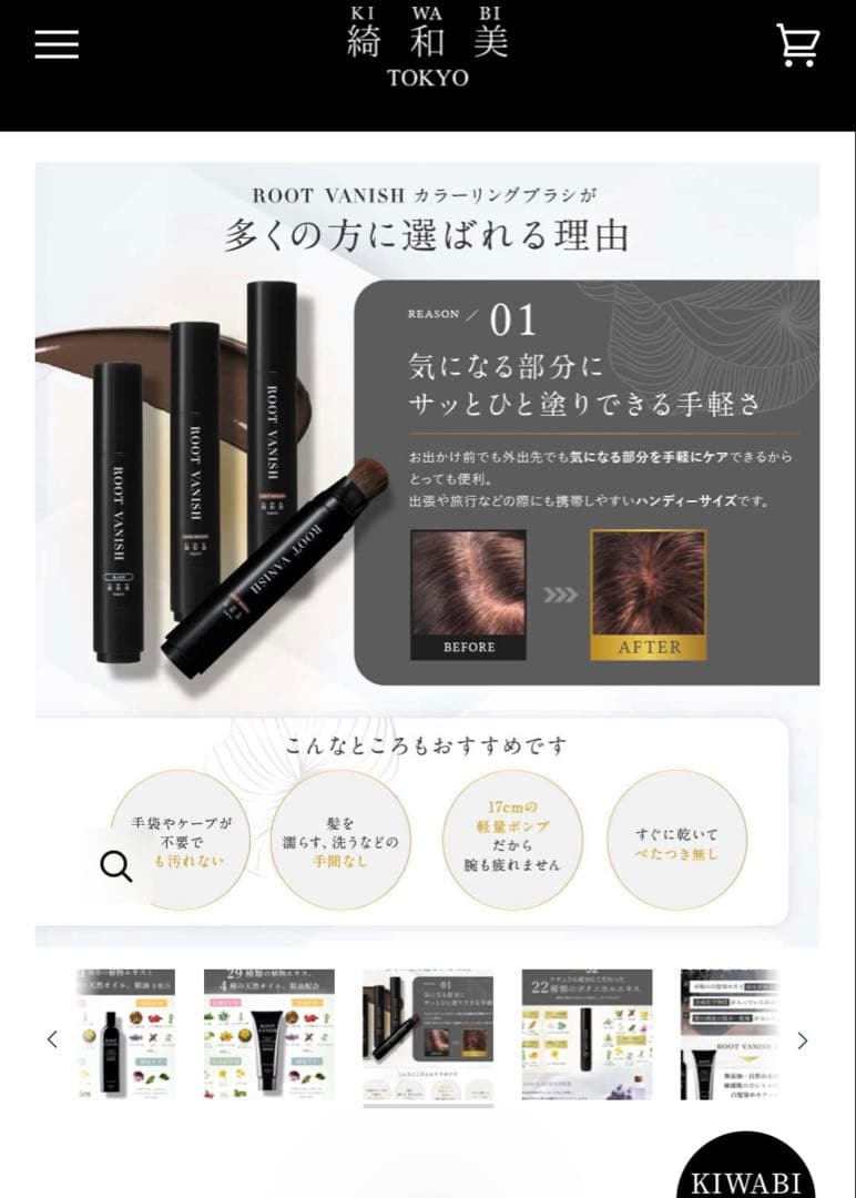 ROOT VANISH カラーシャンプー・トリートメント・白髪隠しブラシセット