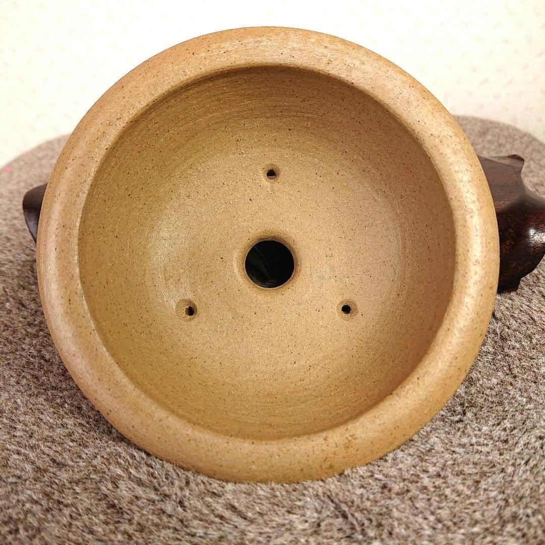 庄八作 / 白泥 小品盆栽鉢 山水賢人模様