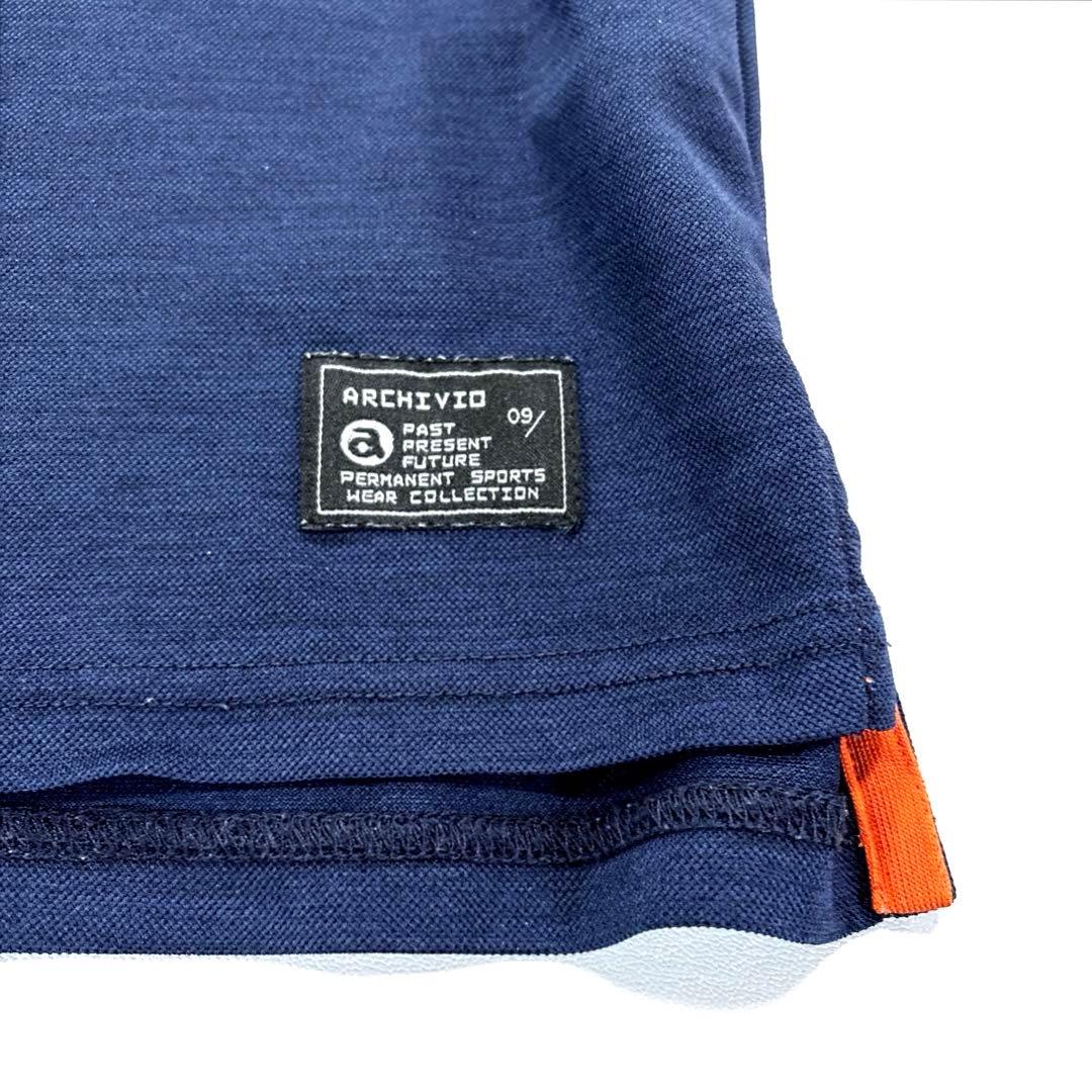 アルチビオ　半袖ポロシャツ　ネイビー　48 L バックロゴ　オレンジポケット