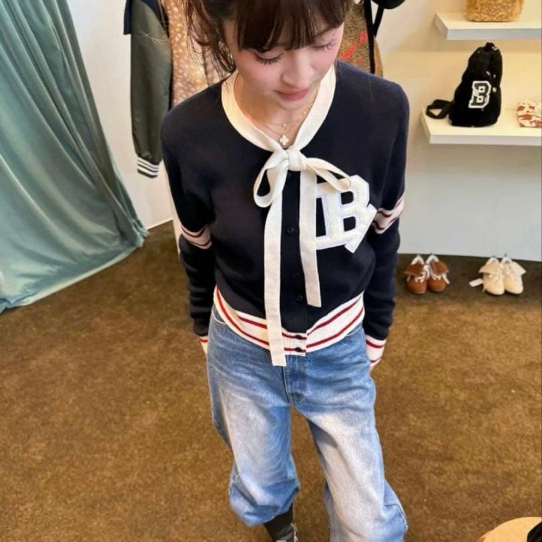 タイカーディガン B. CLUB TIE CARDIGAN bibiy ネイビー