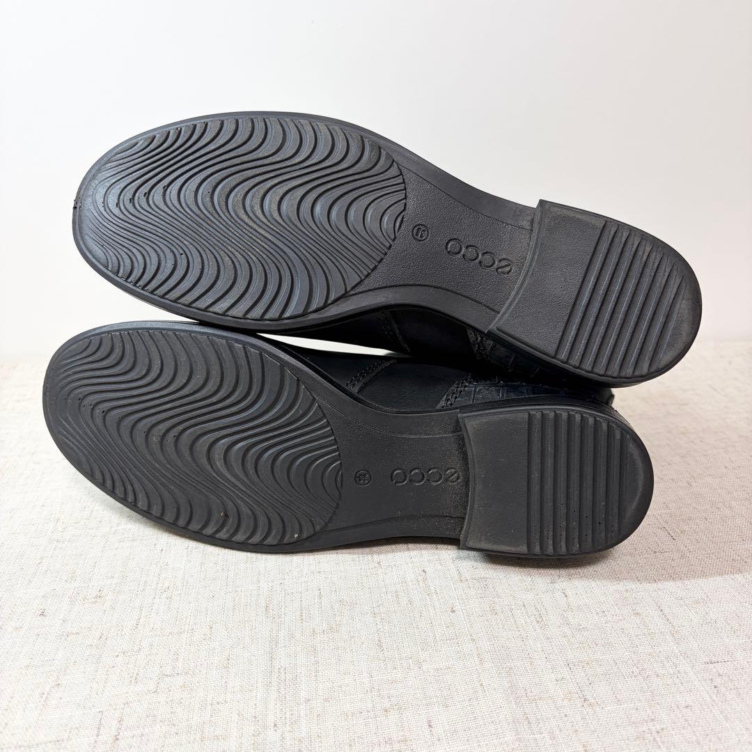 極美品★ECCO エコー ショートブーツ クロコ サイドジップ 24.5cm