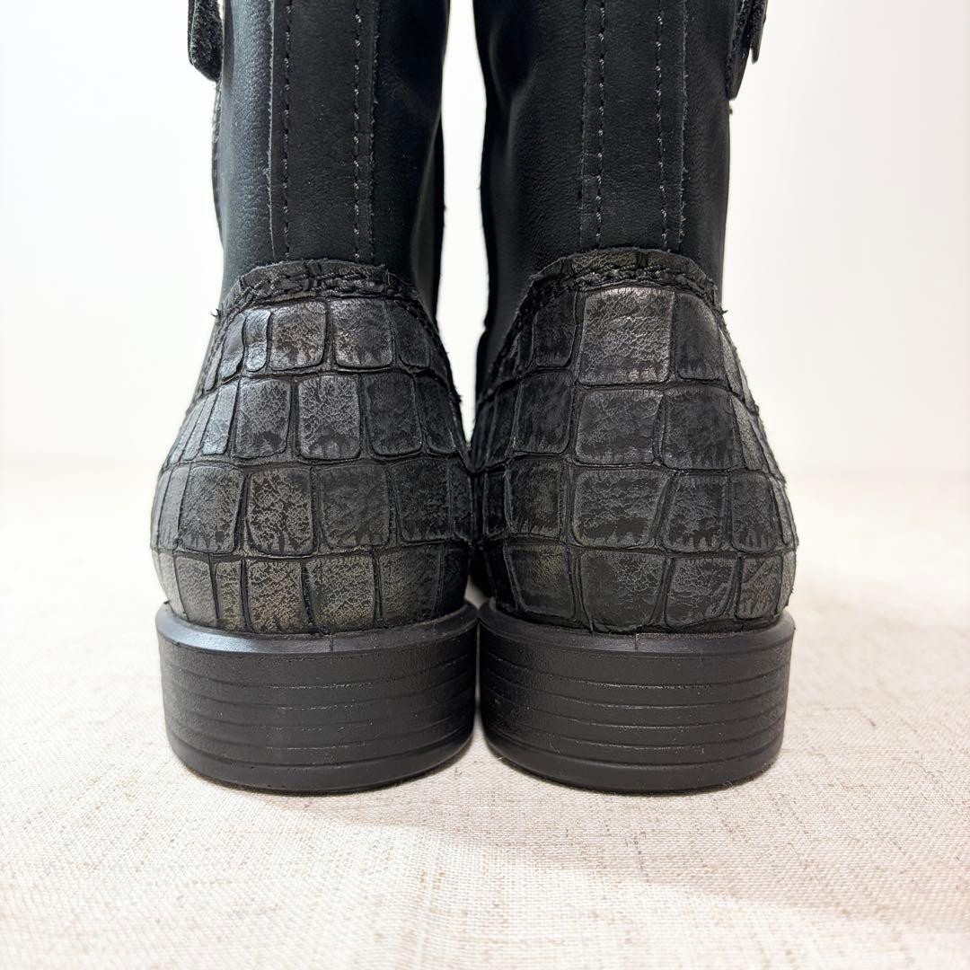 極美品★ECCO エコー ショートブーツ クロコ サイドジップ 24.5cm