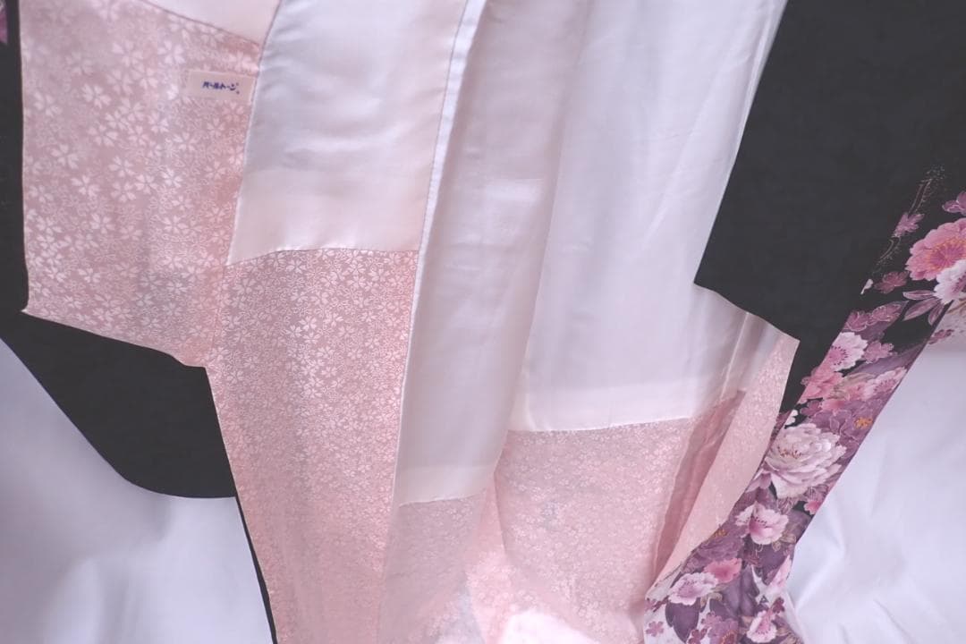 Ai　極美品 正絹 振袖 袋帯 2点セット 桜に牡丹 透き通るような繊細さ