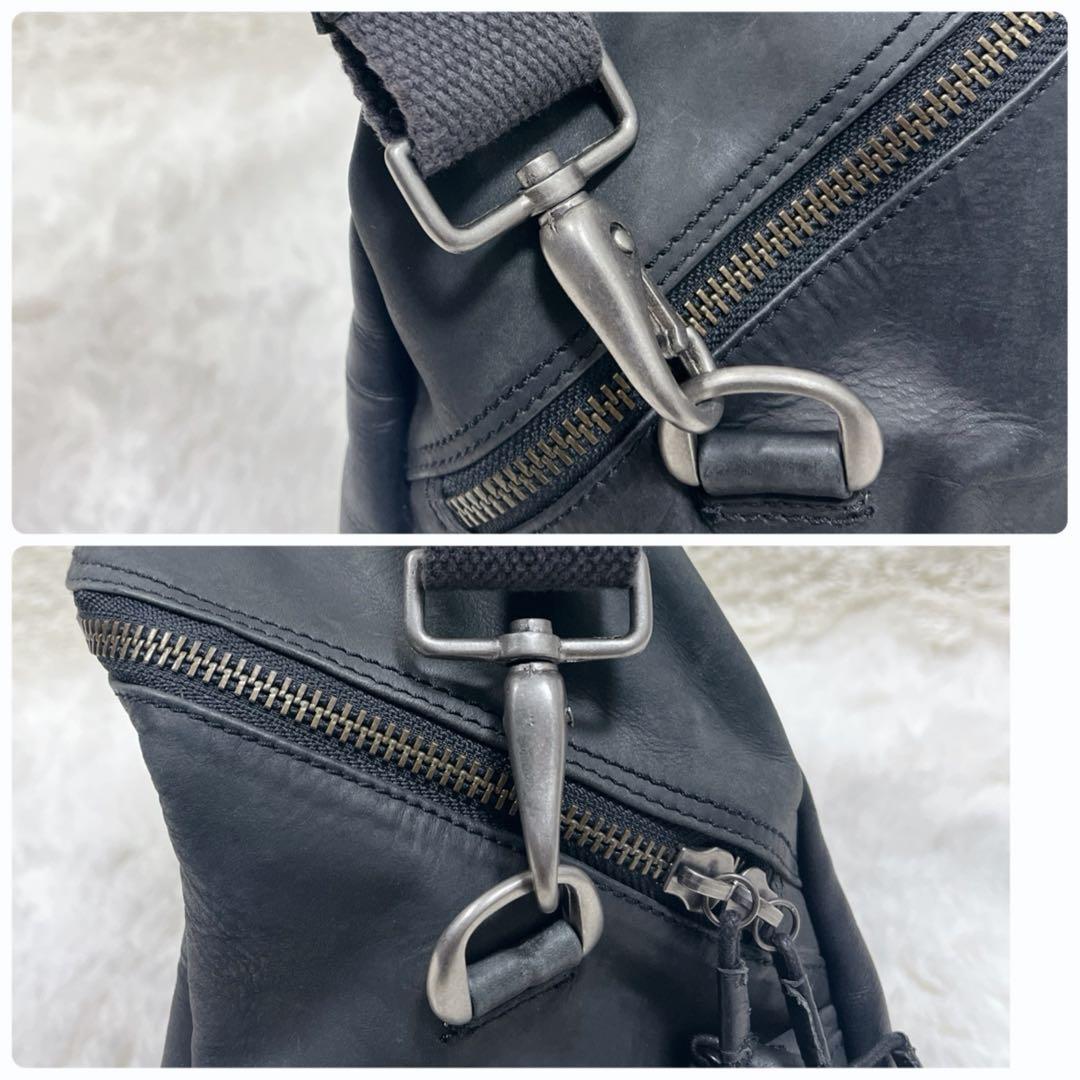 m*-DIESEL ボストンバッグ 2WAY レザー 牛革 内側ストライプ
