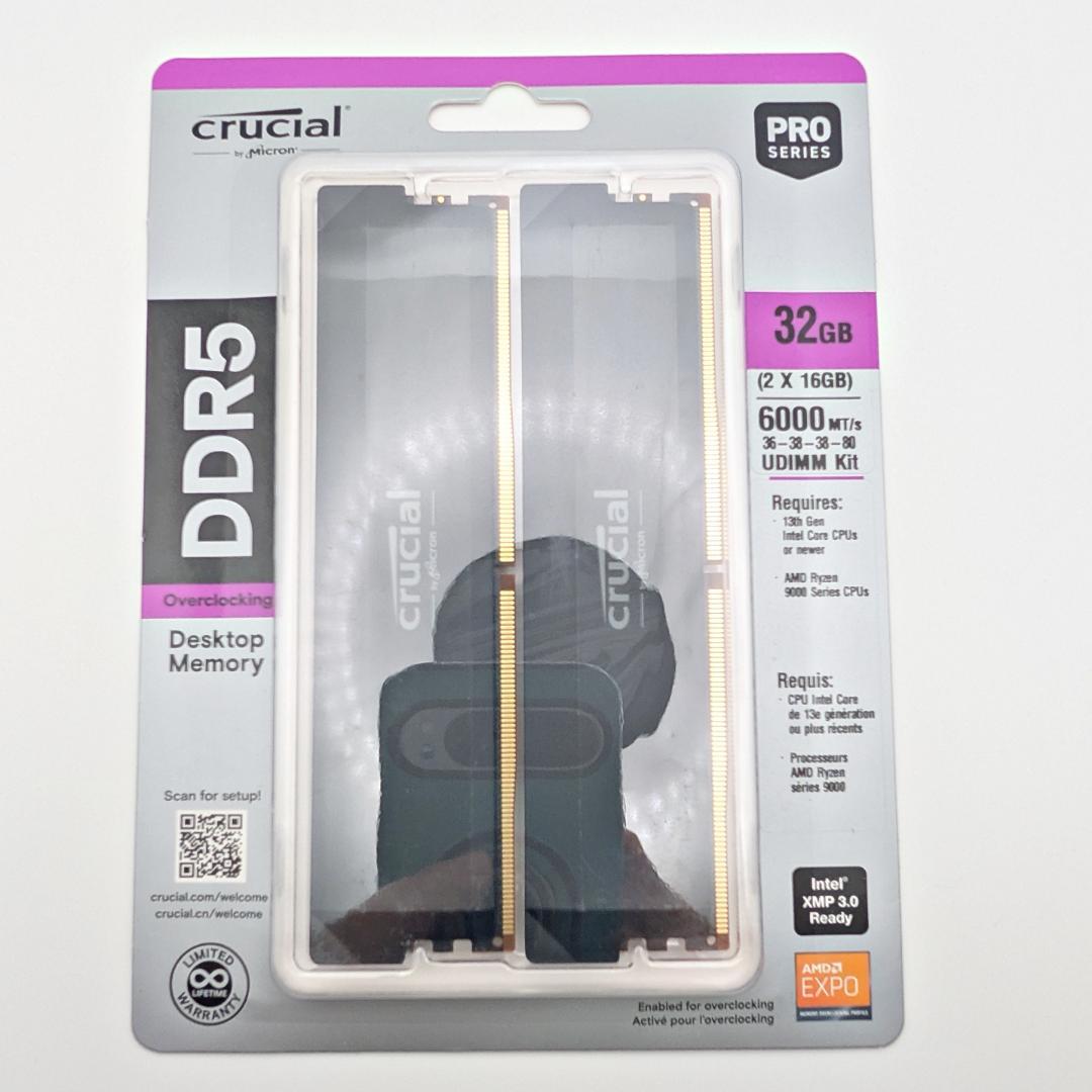 【新品納品書付】Crucial DDR5-6000 32GB(16GB✕2)