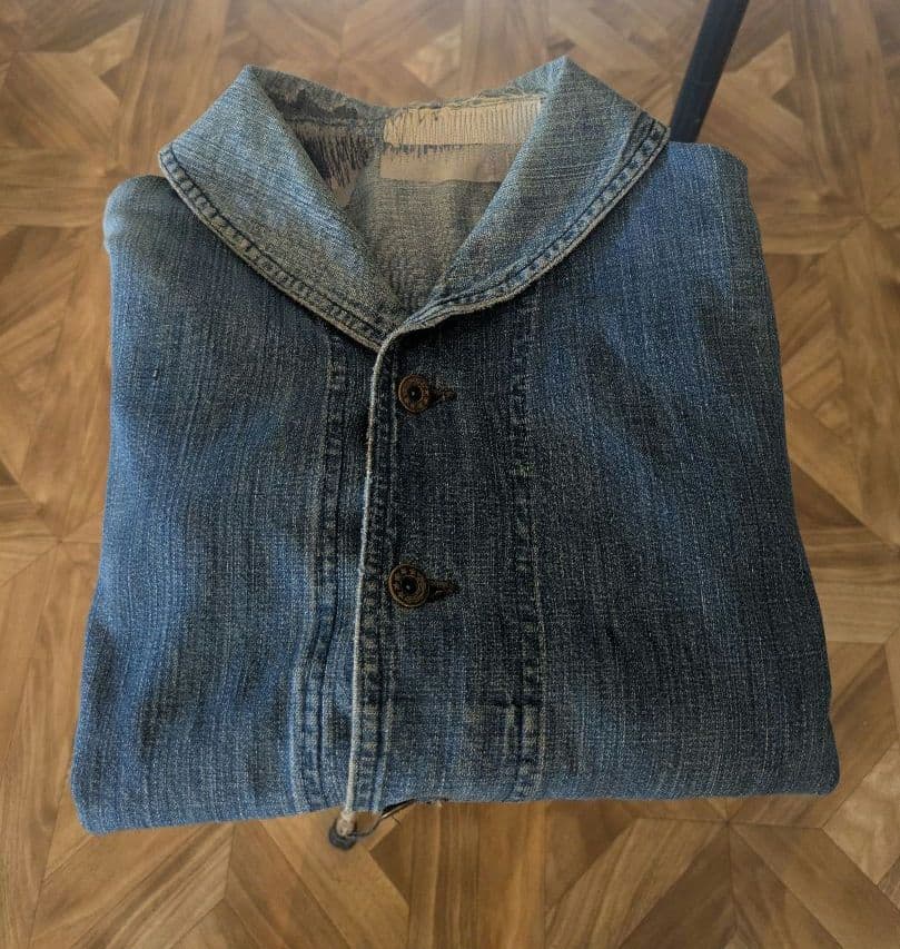40's us navyショールカラー カバーオール ヘチマ襟 B