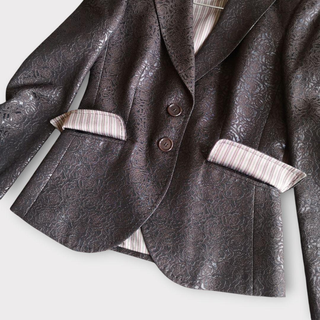 美品 エトロ ETRO ジャケット 刺繍 総柄 テーラード シングル 2ボタン