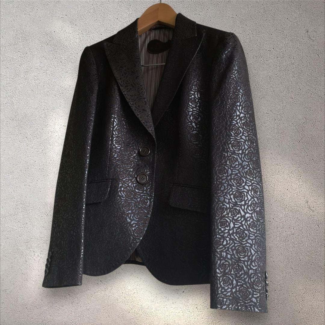 美品 エトロ ETRO ジャケット 刺繍 総柄 テーラード シングル 2ボタン