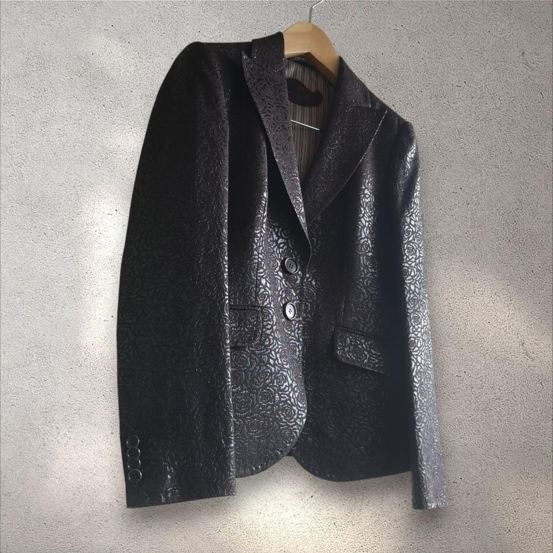 美品 エトロ ETRO ジャケット 刺繍 総柄 テーラード シングル 2ボタン
