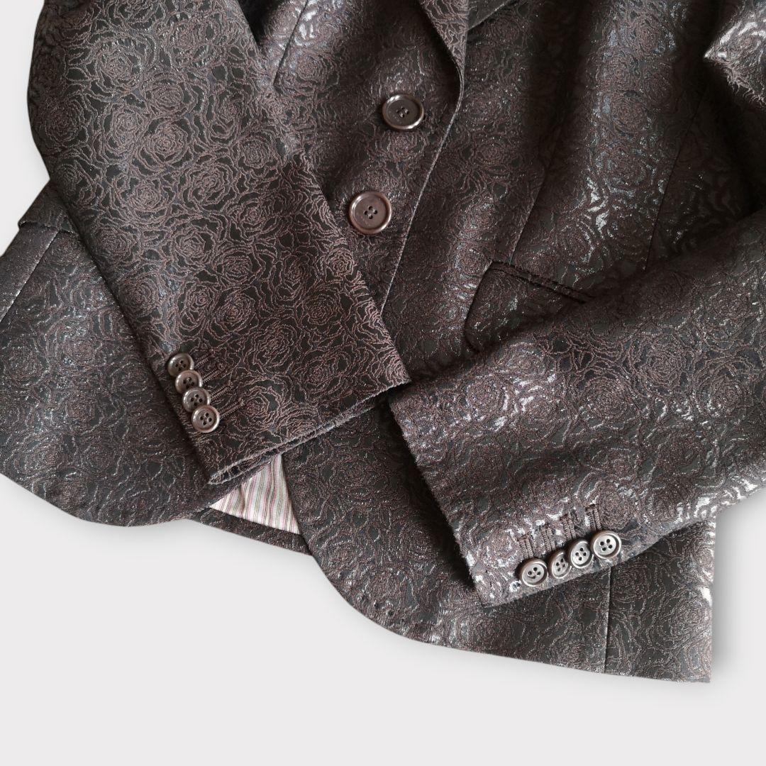 美品 エトロ ETRO ジャケット 刺繍 総柄 テーラード シングル 2ボタン