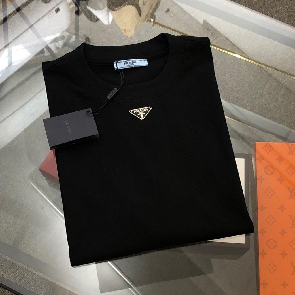 PRADA プラダ Tシャツ ブラック メンズ トライアングルロゴプレート
