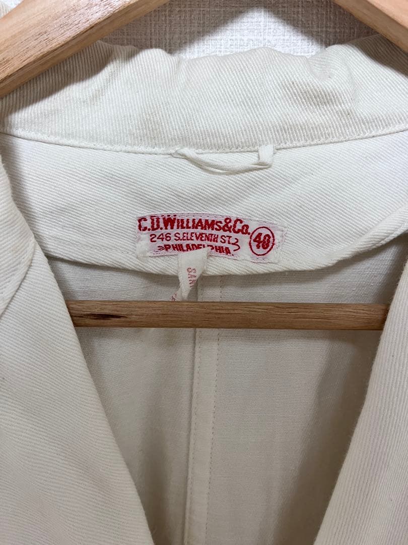 50s c.u.wirriams&co カバーオール　ホワイト　生成り